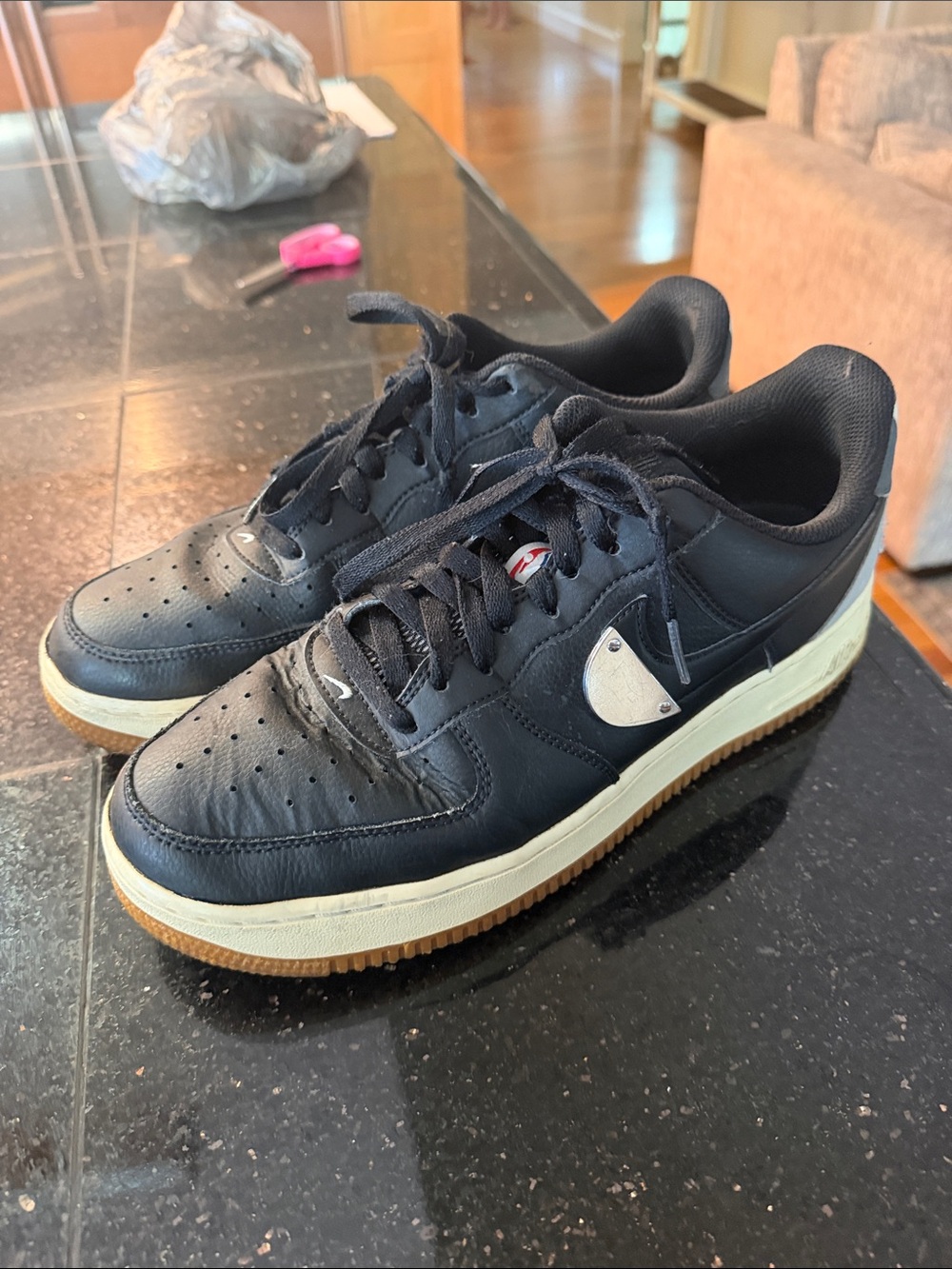 Men's Black Low-Top Sneakers with Cream Midsole